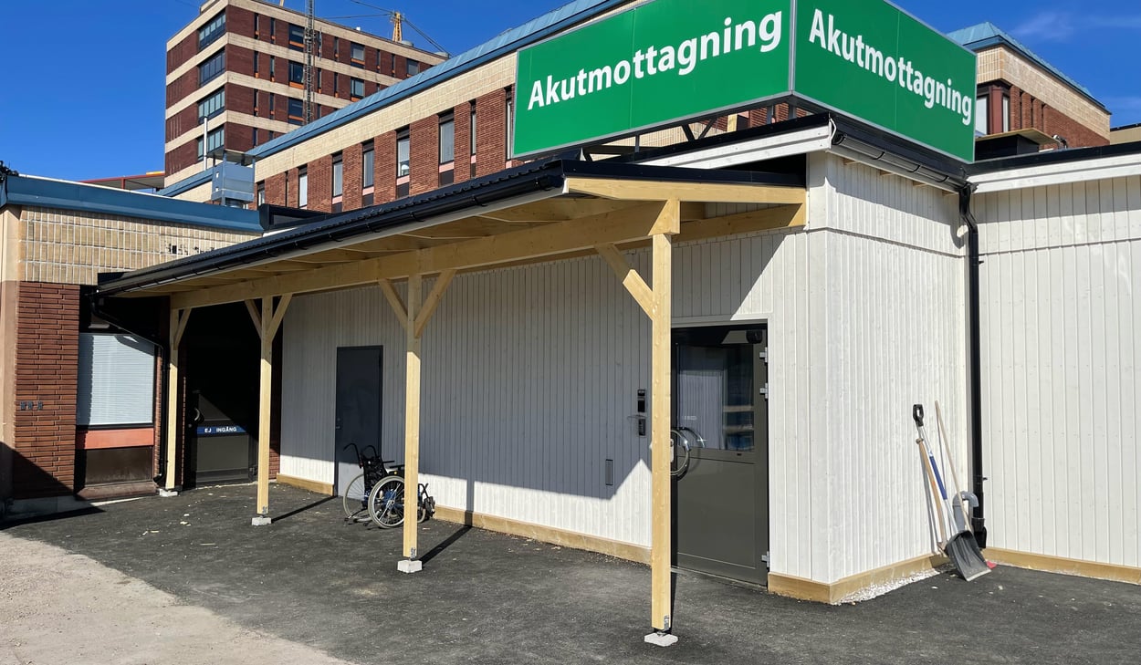 Bilden visar den nya entrén till spotcheck/akutmottagningen på Gävle sjukhus. 