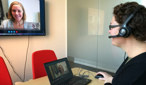 Distansmöte, digitala möten, videomöten, digitalt möte i Skype, hållbara möten, trafikantveckan, Thérése Siksjö, Camilla Hjelm